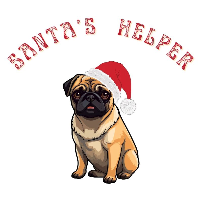 Pug dog Christmas pattern