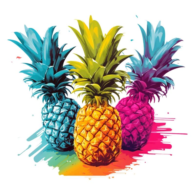 Bunte Ananas Farbkleckse Farbspritzer