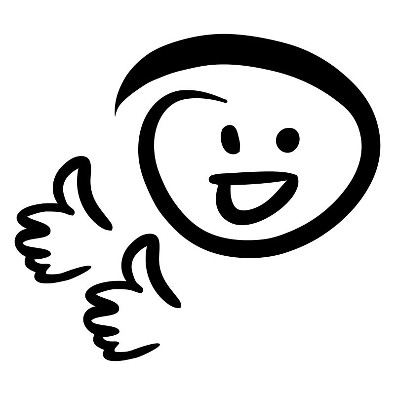 Well done! Face smiles two thumbs up.