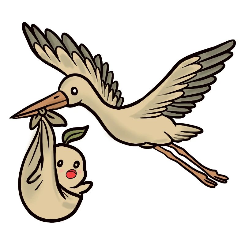 Cigogne et bébé