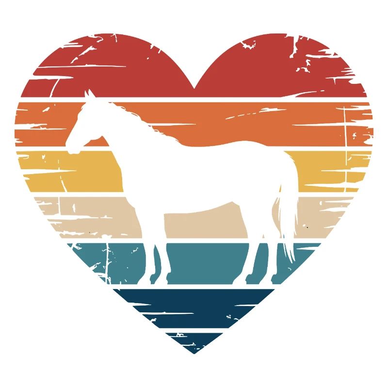 Silhouette de cheval dans le cœur