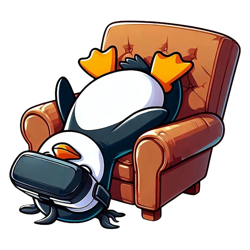 Lustiger Pinguin VR Gaming Zocker Nerd Sessel