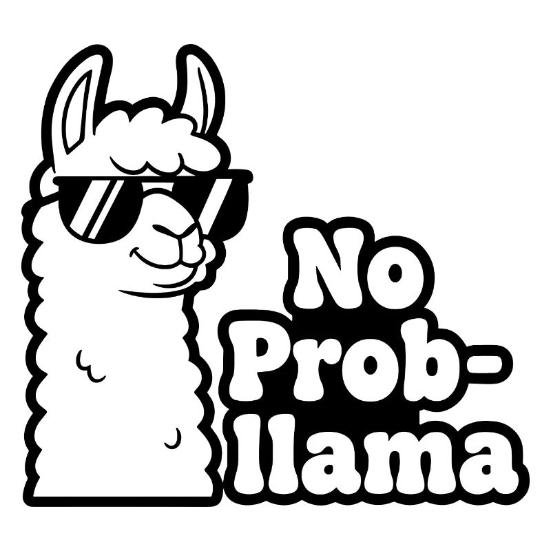 No Prob Llama Contrast Print