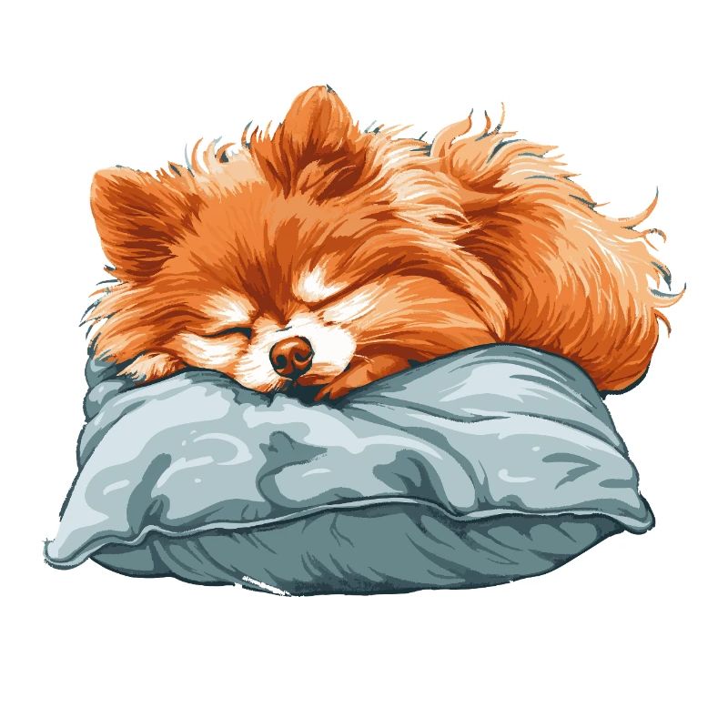 Spitz endormi sur un oreiller