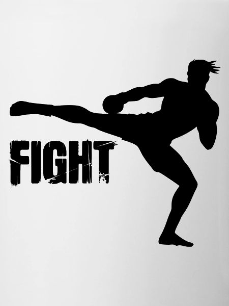 Kickboxer silhouette with text fight