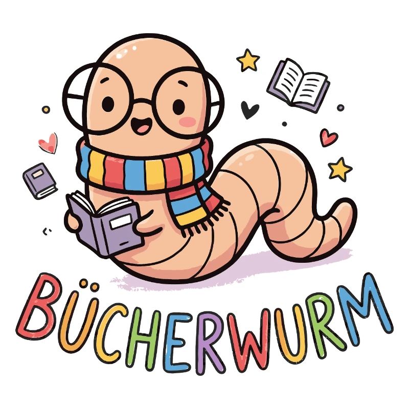 Bücherwurm Cute German Bookworm Reading Gift