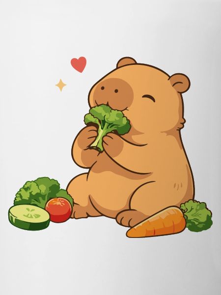 Capybara loves vegetables – relaxed & cute