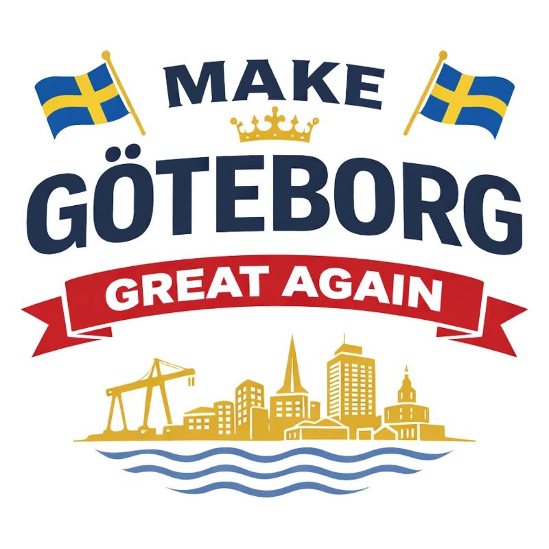 Silhouette de Göteborg avec drapeaux suédois