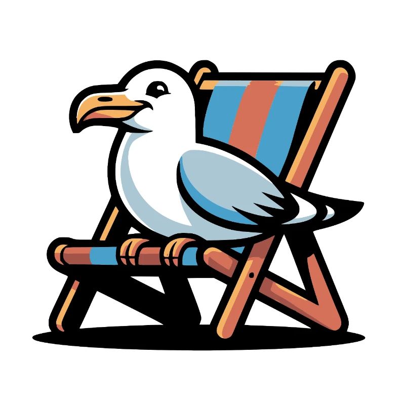 Seagull on beach lounger