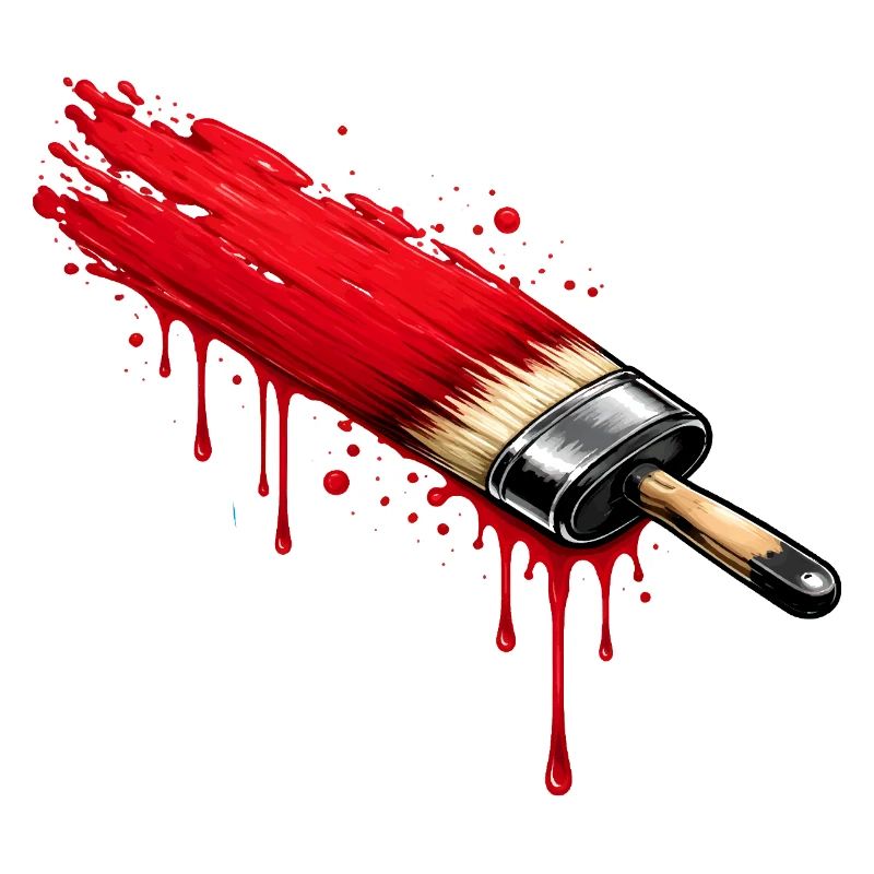Brush with red paint in graffiti style