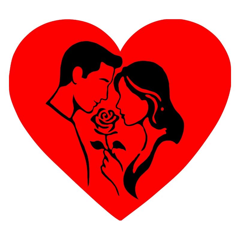 Silhouette de la Saint-Valentin avec le duo de cœurs de rose