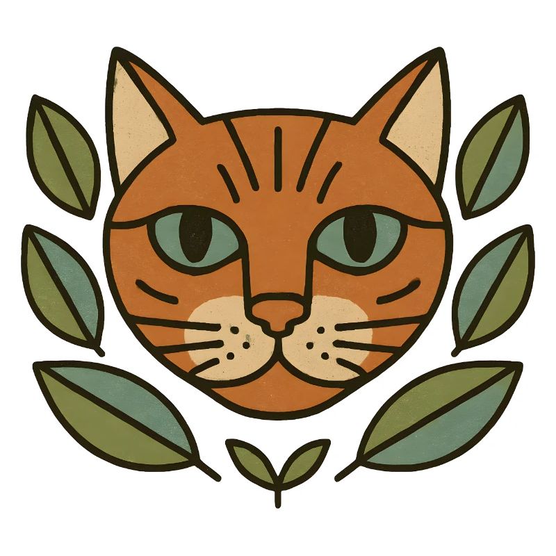 Cat's head in a leaf wreath