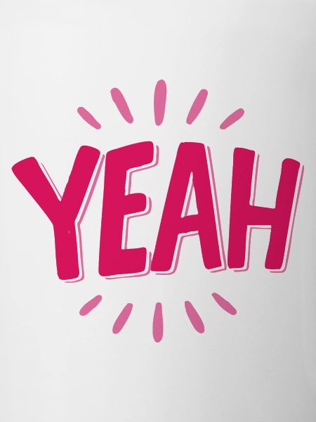 yes pink lettering with rays