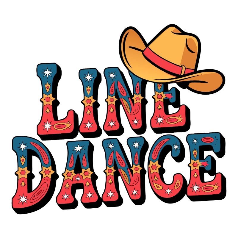 Texte de cowboy de danse solitaire avec chapeau