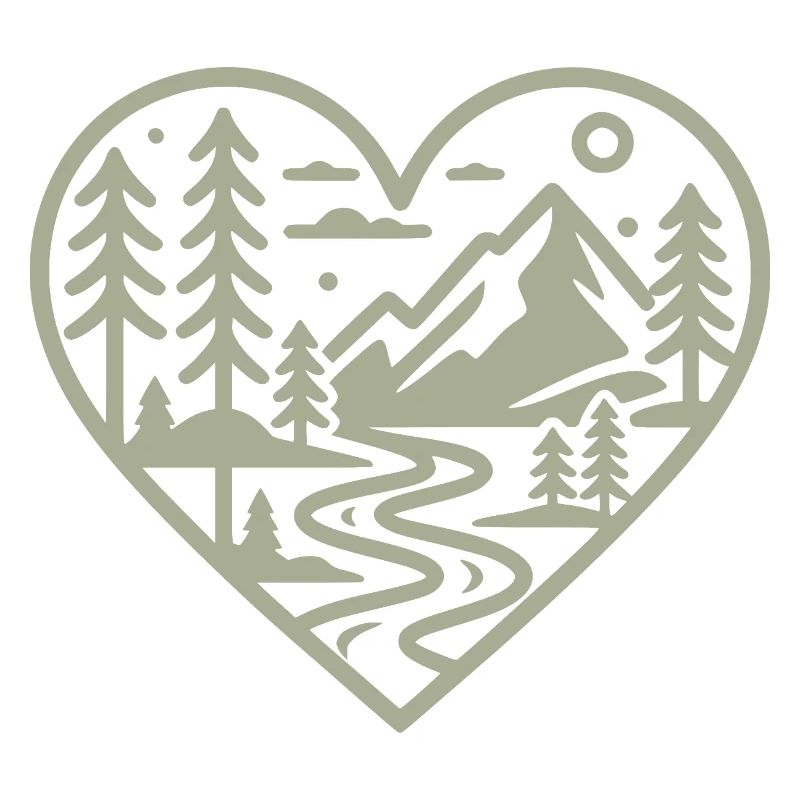 Heart Shape Landscape with Mountains & River