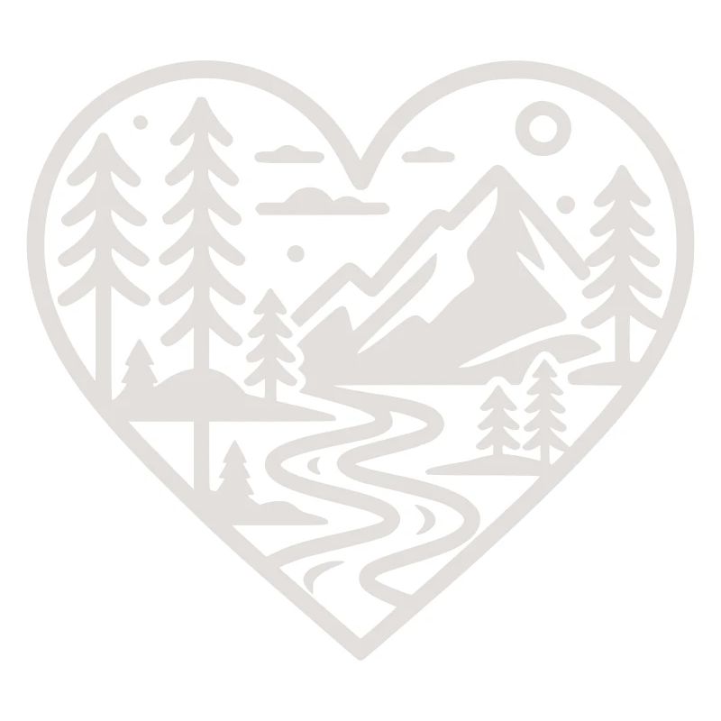 Heart Landscape Mountain River Forest