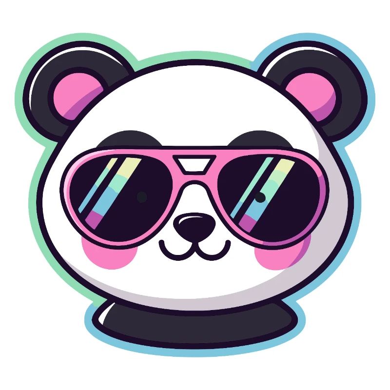 Panda pop rétro lunettes rose