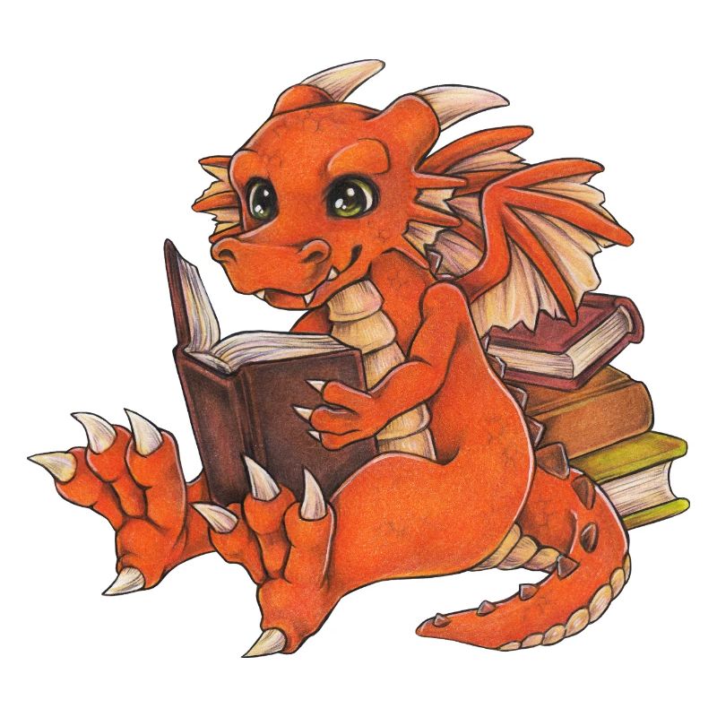 Niedlicher Lesender Drache Fantasy Geschenkidee