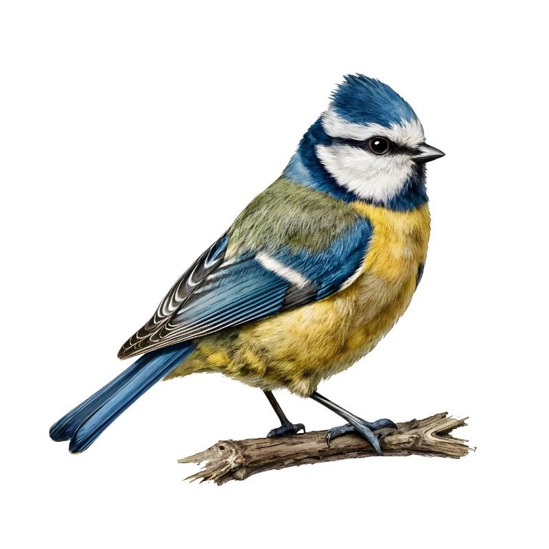 Mésange bleue sur branche
