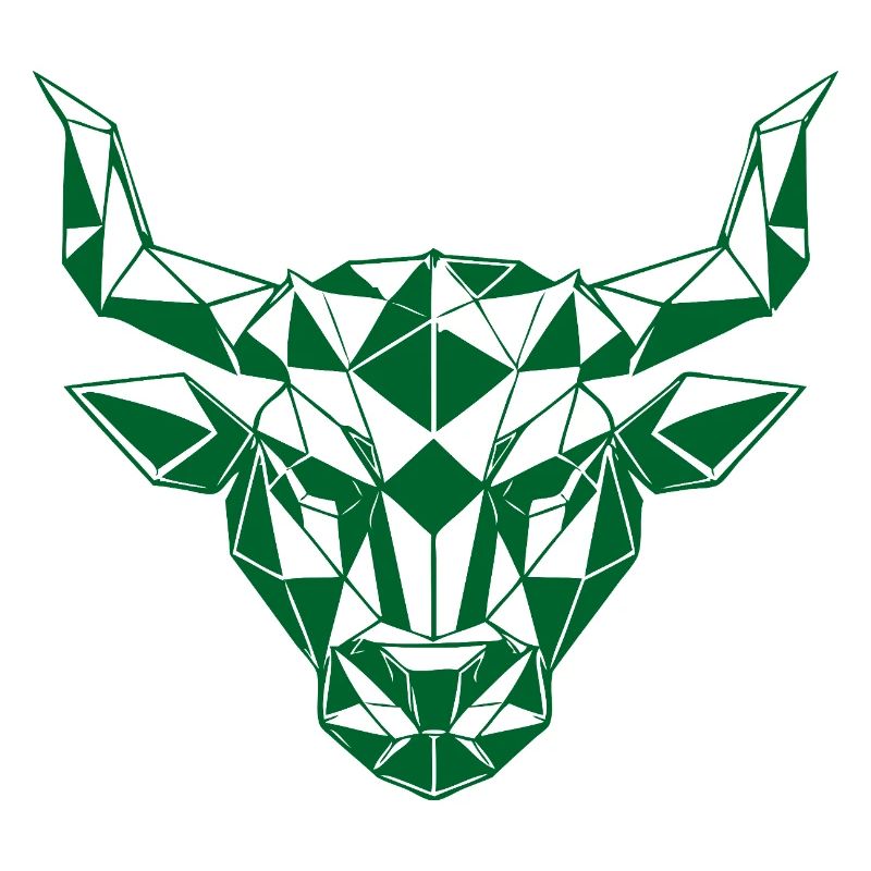 Geometric Bull Head Green Polygon