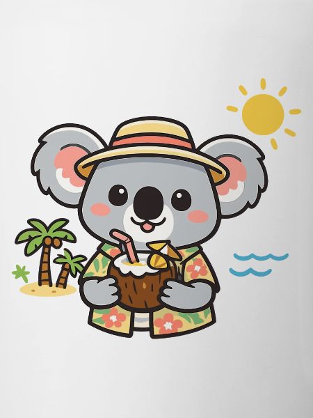 Beach koala with coconut