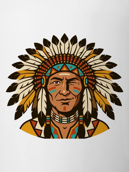 Stammeshäuptling mit Federkopfschmuck