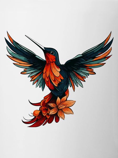 Kolibri Vogel Bunt mit Blumen