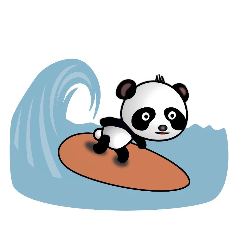 Panda Surfer Rides the Wave - Comic Style Motif