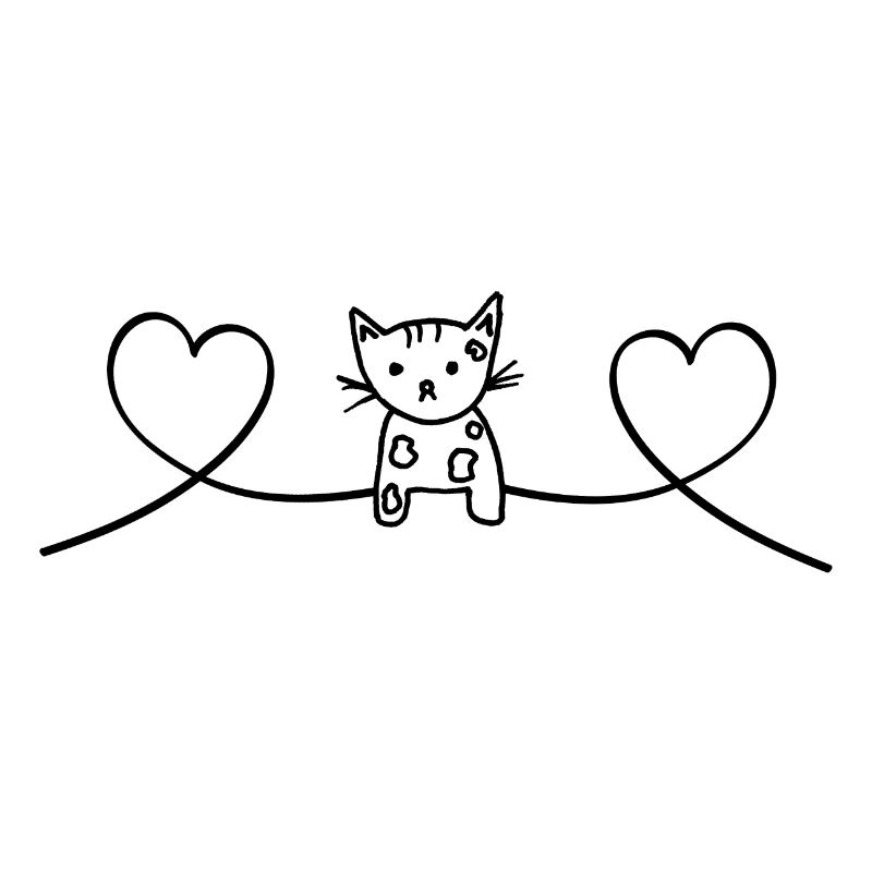 Chat amour chat avec coeurs