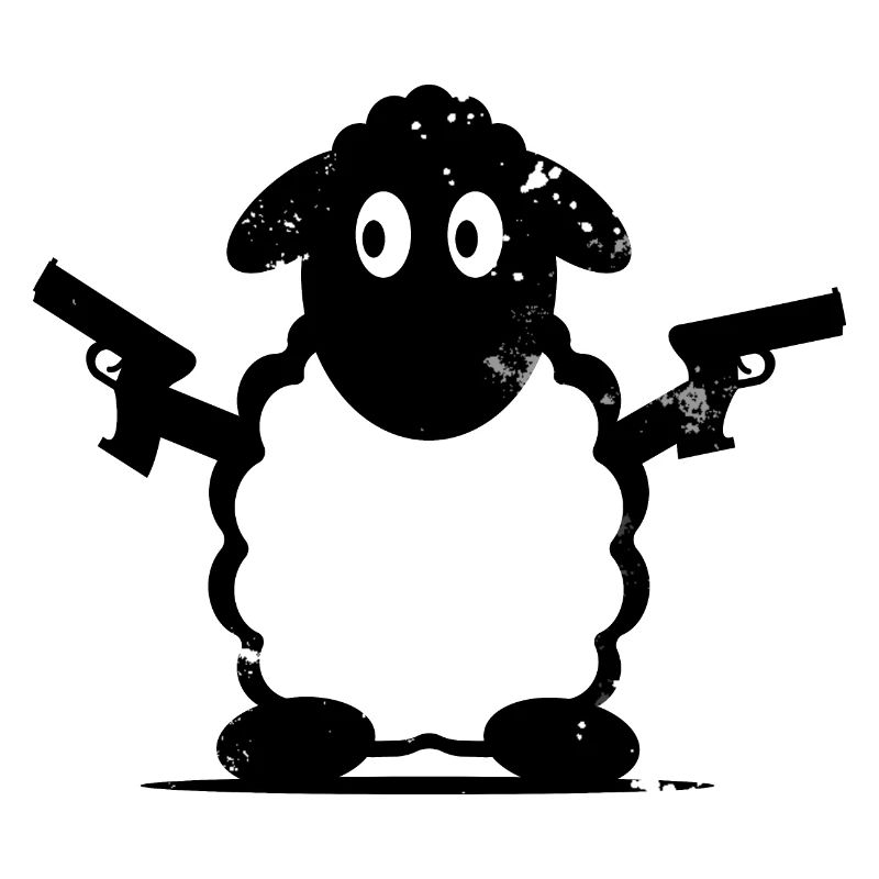Mouton avec revolver