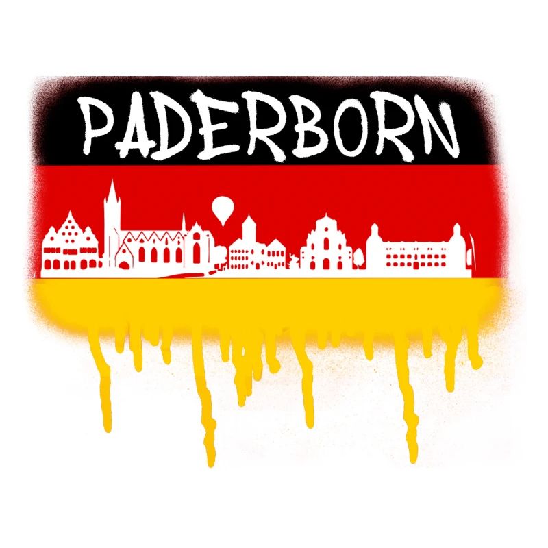 Paderborn, Germany, Flag, Graffiti,Skyline