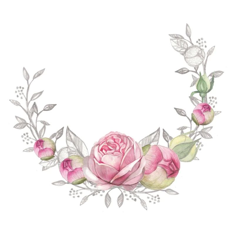 Couronne de fleurs avec roses, personnalisable