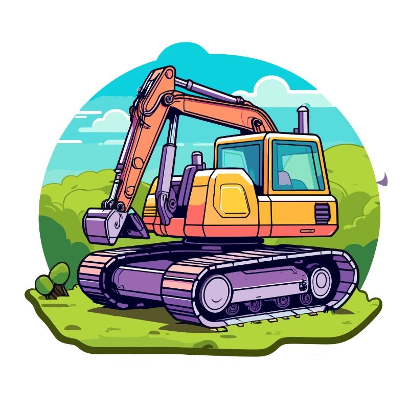 Excavator Construction Site Drawing