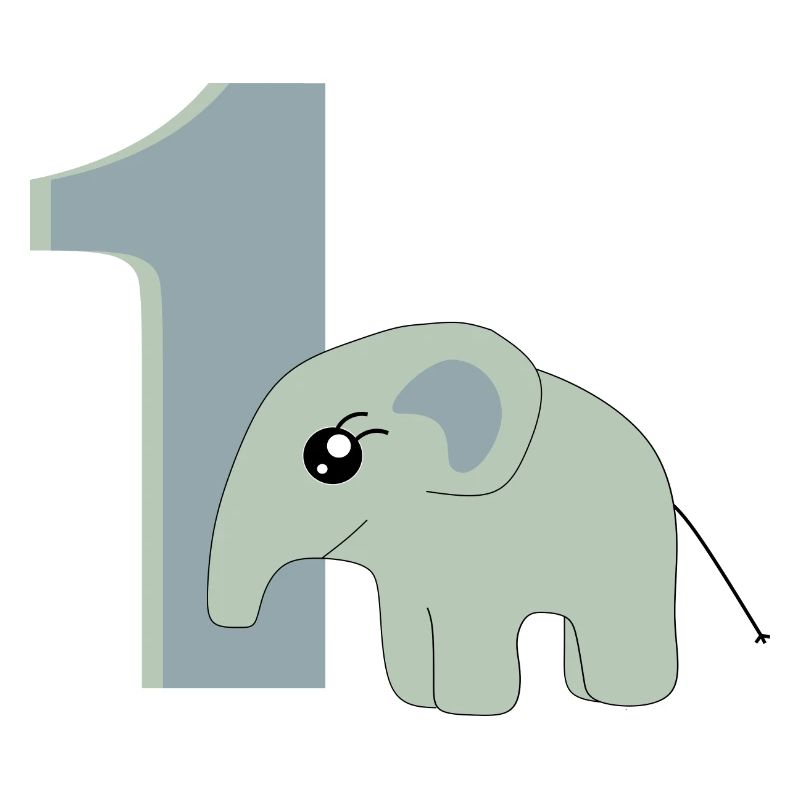 1er anniversaire numéro 1 éléphant bébé