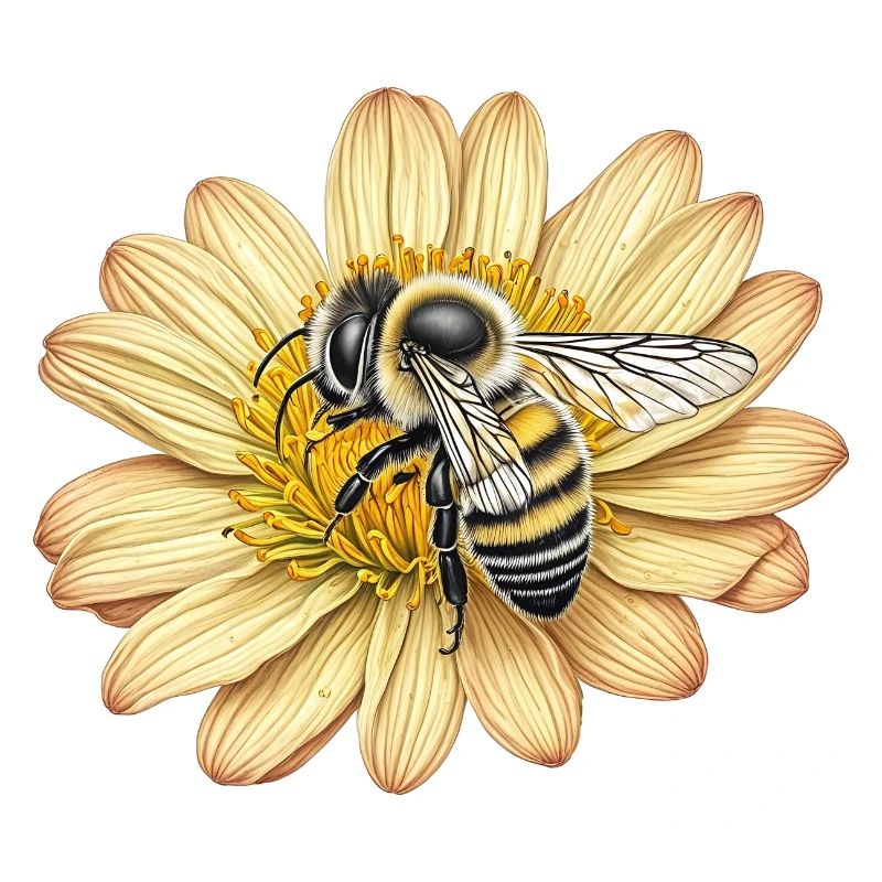Abeille mignonne et fleur jaune