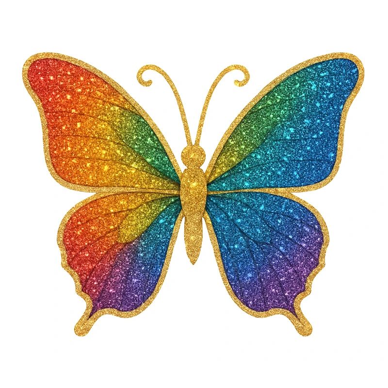 Papillon arc-en-ciel scintillant