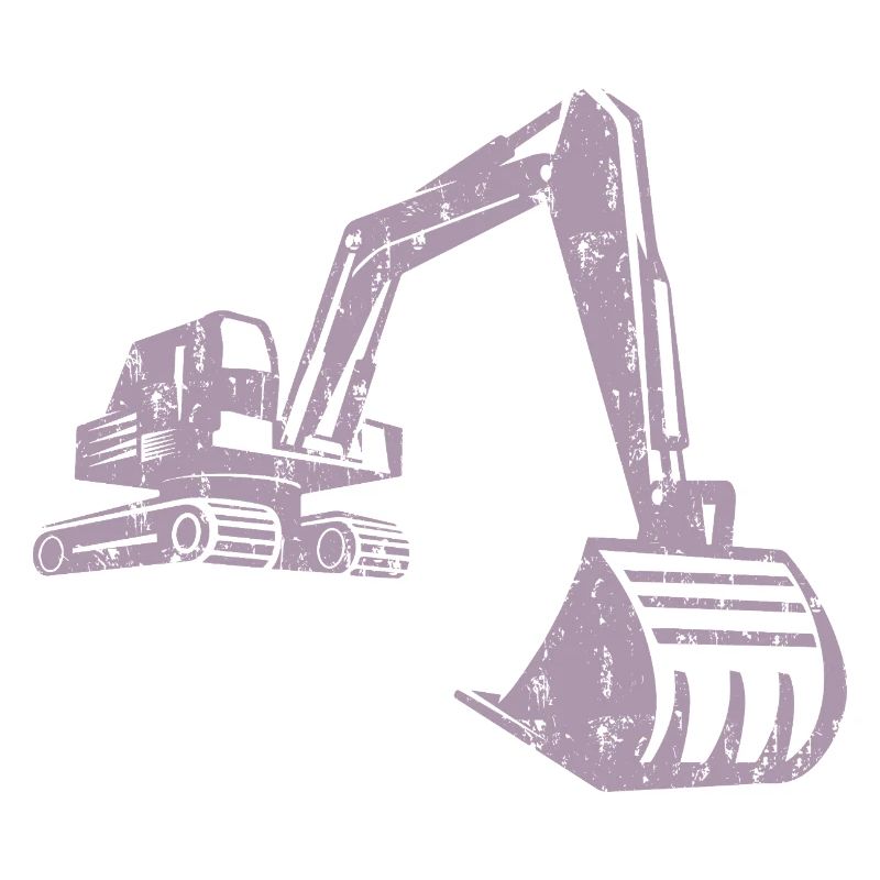 Excavator Silhouette Construction Worker Grunge Design