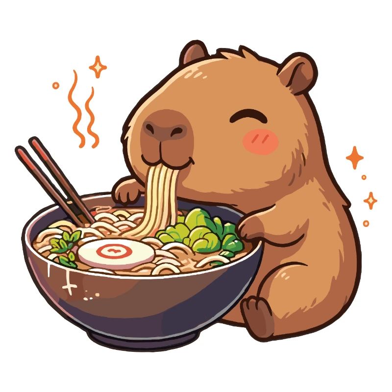 Capybara mit Nudeln Ramen kawaii Capybara