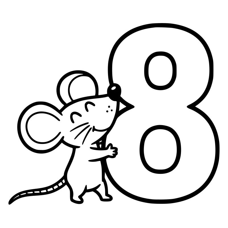 Souris avec illustration de dessin animé numéro huit