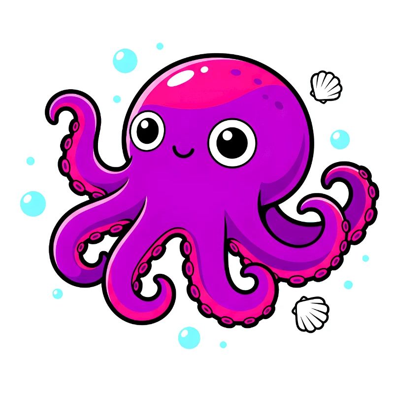 Cute Smiling Purple Octopus