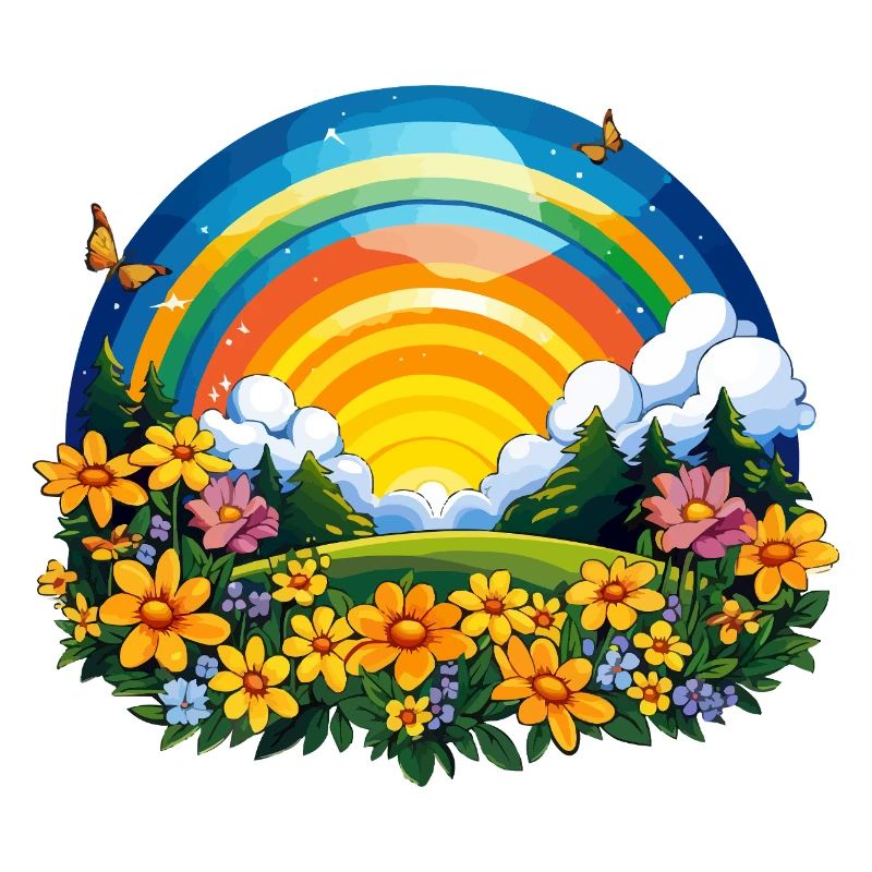 Blooming rainbow at sunrise
