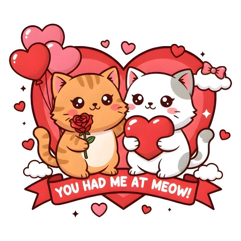 Chats mignons Tu m’as eu à Miaou la Saint-Valentin