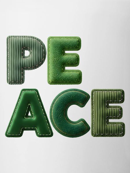 Peace Patchwork Green Nature Lettering