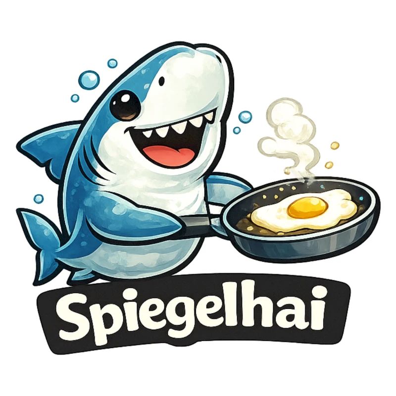 Mirror shark shark with fried egg funny pun