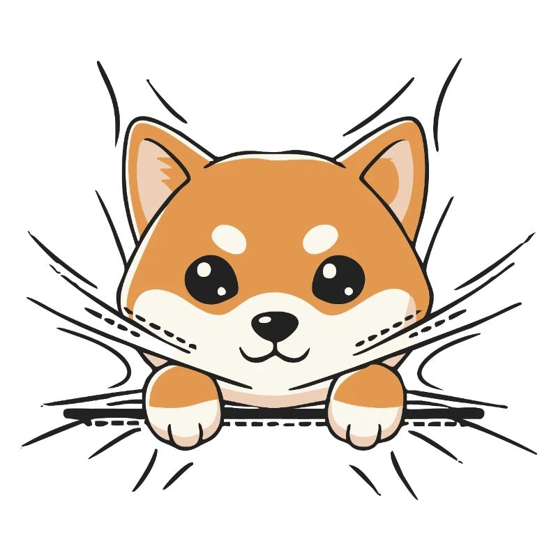 Shiba Inu Émergeant Kawaii