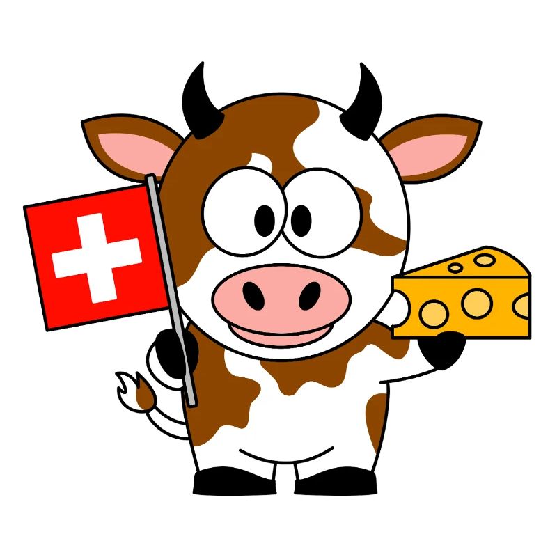 Kuh mit Schweizer Flagge Käse