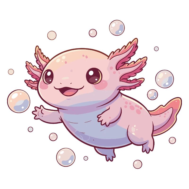 Cuddly Bubble Axolotl Cartoon