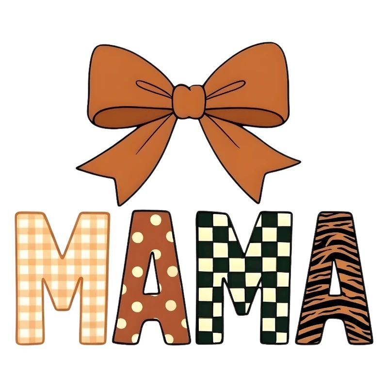 Colorful Playful MAMA Text with Girly Bow