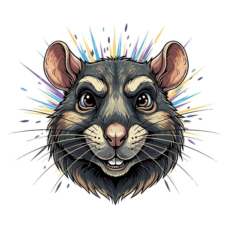 Tête de rat colorée avec éruption colorée