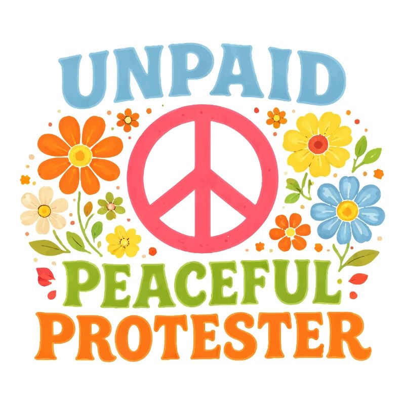Unbezahlter friedlicher Protest Retro Blumen